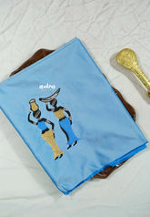 Ice blue - Mayuri - 1 mtr Silk Cotton Embroidered Blouse Piece – Village Folk Art Motif